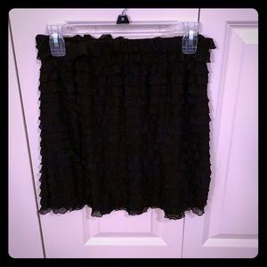 Black Ruffled Pencil Skirt